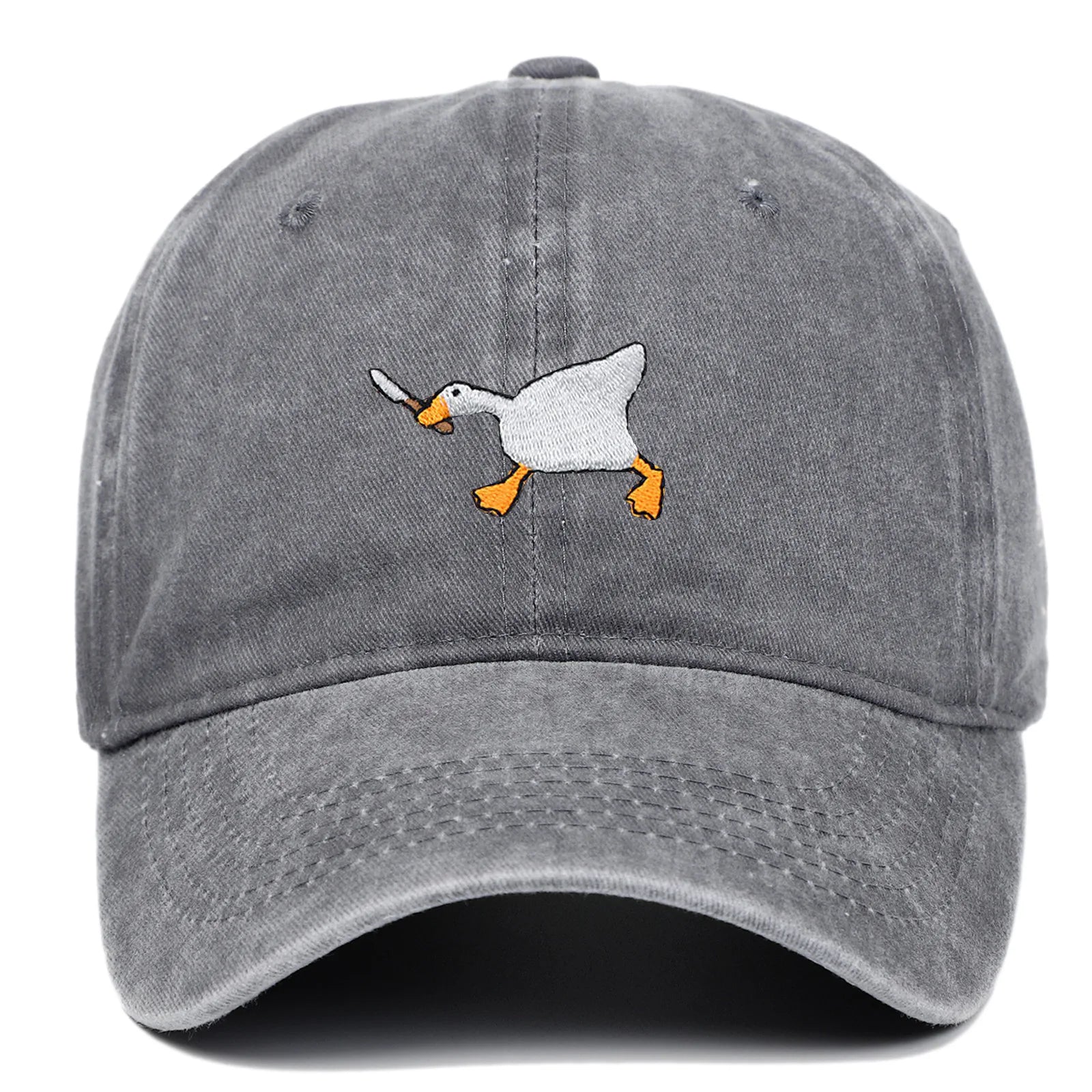 Embroidered baseball cap with goose pattern