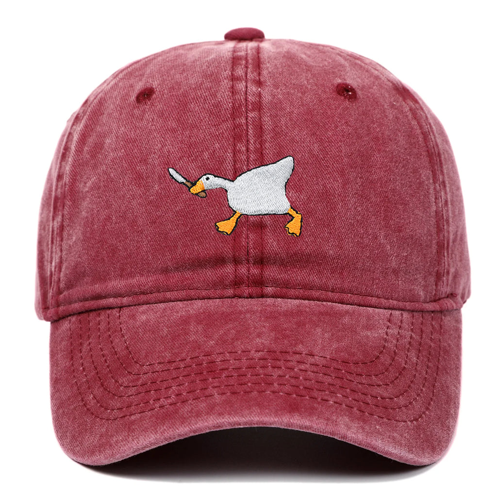 Embroidered baseball cap with goose pattern