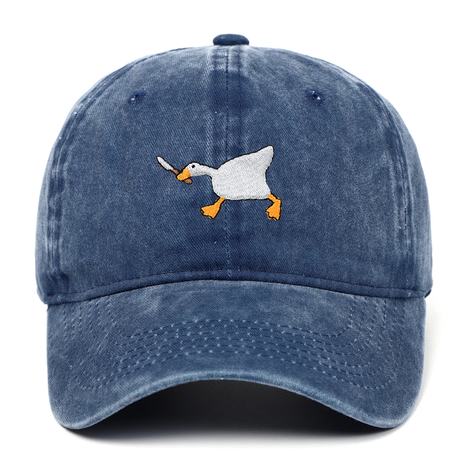 Embroidered baseball cap with goose pattern