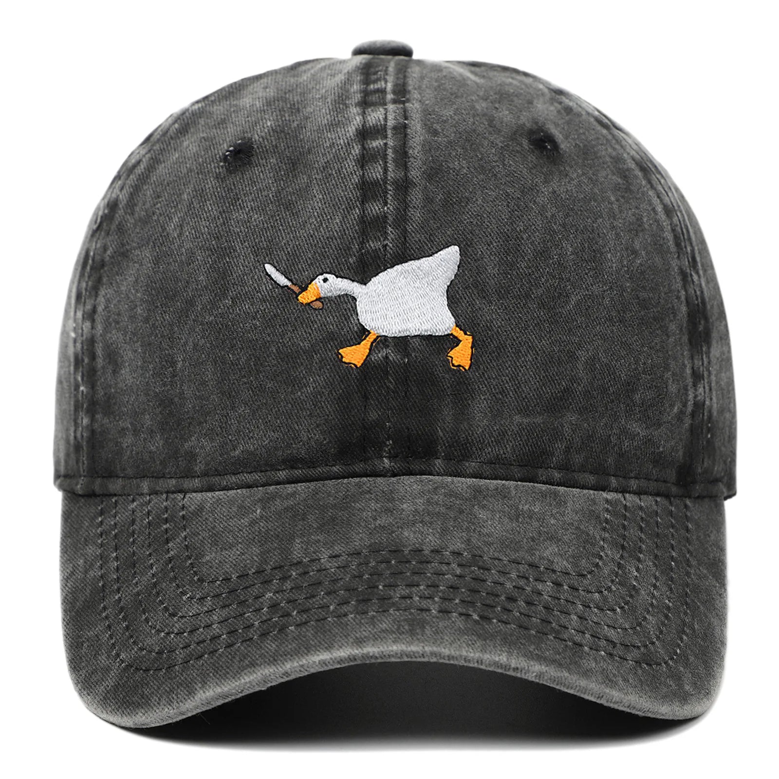 Embroidered baseball cap with goose pattern