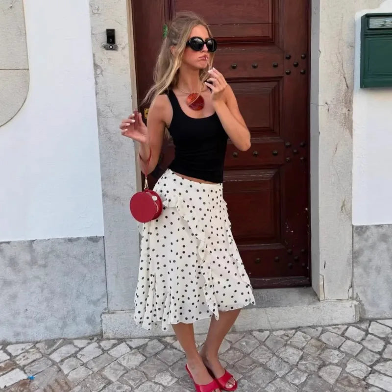 Polka Dot Midi Skirt