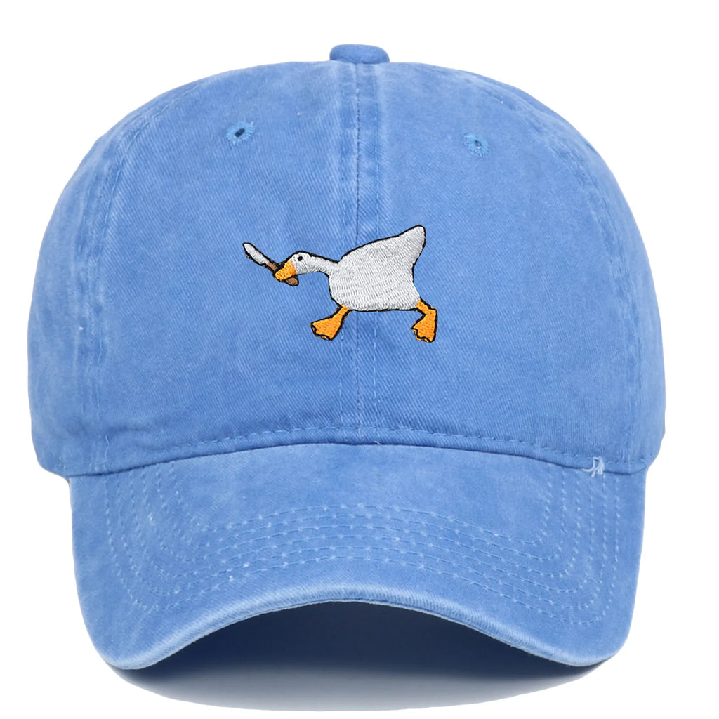Embroidered baseball cap with goose pattern