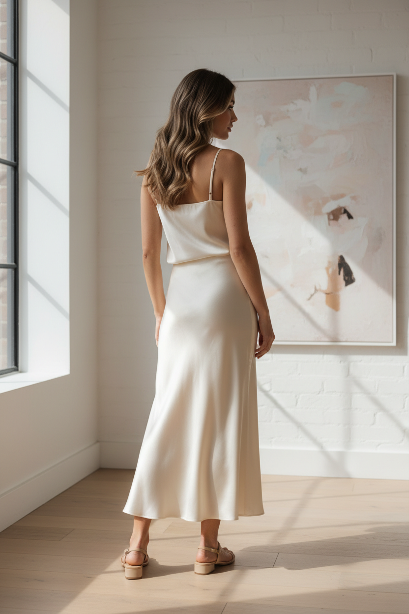 Satin Midi Skirt