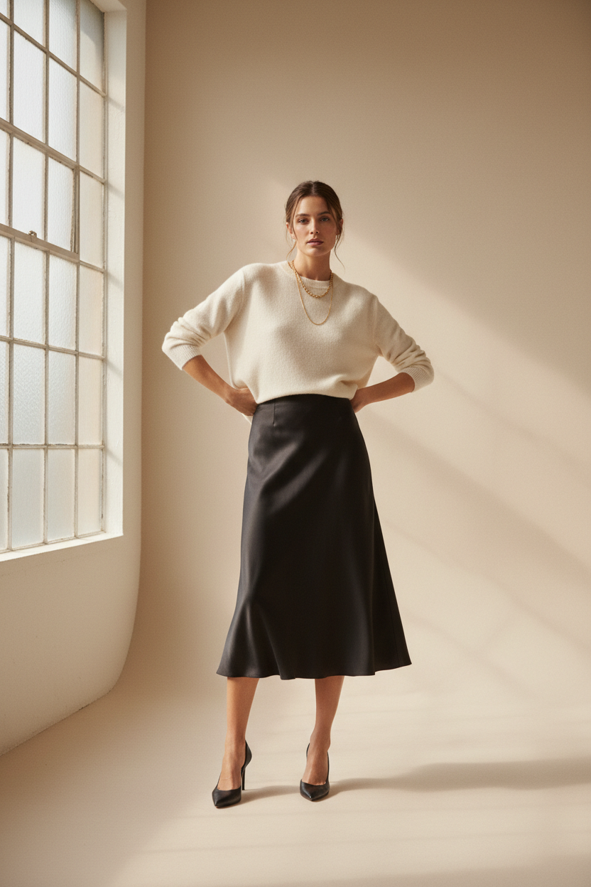 Satin Midi Skirt